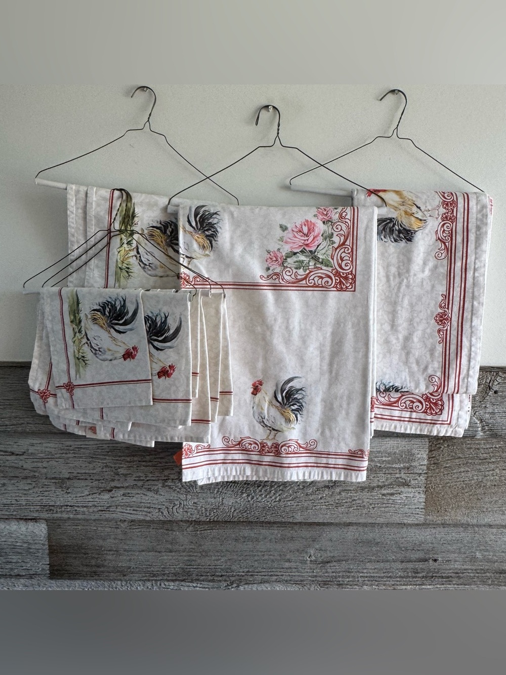 Maison d’Hermine Rooster Tablecloth Set 2 Tablecloths 12 Napkins French Country